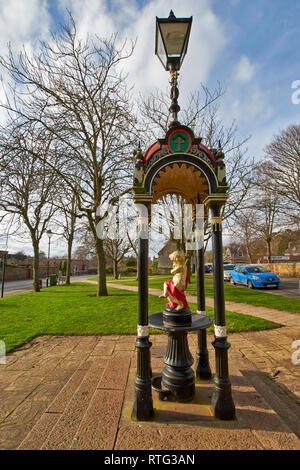 DORNOCH SUTHERLAND SCHOTTLAND DIE VIKTORIANISCHEN ANDERSON STATUE UMGEBEN BÄUME IM WINTER Stockfoto