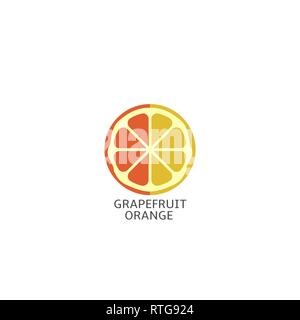 Zitrusfrüchte Symbol. Orange und Grapefruit Schichten symbol Vektor illustration Stock Vektor
