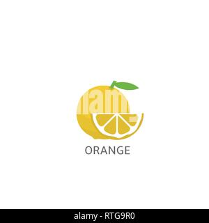 Orange. Ganze orange Obst und Schicht über weißen Hintergrund Vector Illustration Stock Vektor