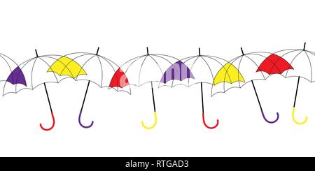 Reihe von bunten Sonnenschirmen nahtlose Muster. Vektor Stock Vektor