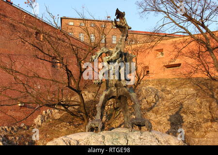 Bars, Schatten und Sonne auf Gebäude, Schloss Wawel Stockfoto