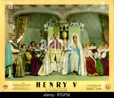 LESLIE BANKS LAURENCE OLIVIER FELIX AYLMER IN HENRY V 1944 regisseur LAURENCE OLIVIER Theaterstück von William Shakespeare Technicolor Two Cities Filme / Eagle-Lion Distributors Ltd Stockfoto