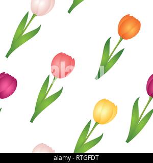 Nahtlose Muster Tulpen Frühling design Hintergrund Vektor-illustration EPS 10. Stock Vektor