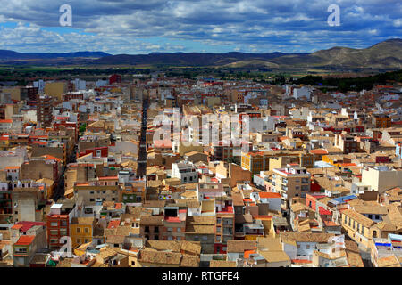 Stadtbild von Atalaya Burg, Villena, Valencia, Spanien Stockfoto
