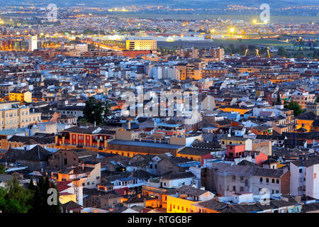 Stadtbild bei Sonnenuntergang, Granada, Andalusien, Spanien Stockfoto