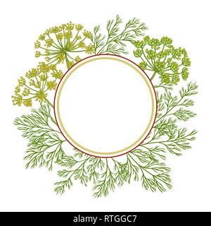 Dill vektor Rahmen auf weißem Hintergrund Stock Vektor