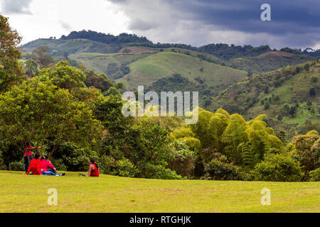 Landschaft, Archäologische Stätte Alto de las Piedras, in der Nähe von San Agustin, Kolumbien Stockfoto