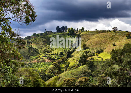 Landschaft, Archäologische Stätte Alto de las Piedras, in der Nähe von San Agustin, Kolumbien Stockfoto