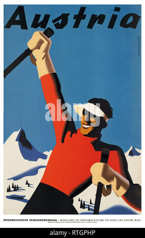 Vinatge Österreich ski Werbe Poster Stockfoto