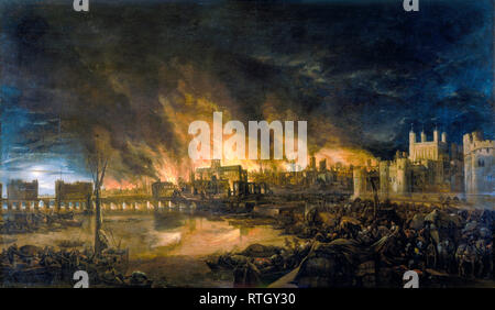 Große Feuer von London, Malerei, 1675 Stockfoto