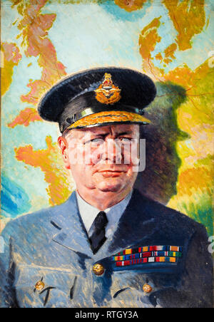 Winston Churchill in RAF einheitliche, Portrait Malerei, C. 1940 Stockfoto