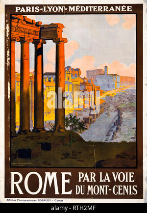 Rom, durch den Weg des Mont-Cenis, Vintage Travel Poster von Geo Dorival, 1920 Stockfoto