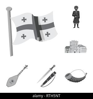 Vector Illustration von Attributen und Tourismus anmelden. Sammlung von Attributen und National Stock Vector Illustration. Stock Vektor