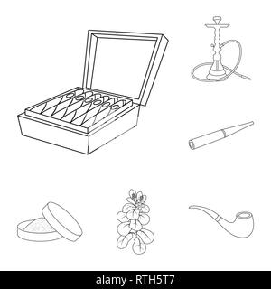 Zigarre, Hookah, Schnupftabak, Blätter, Rohr, Box, Shisha, Mundstück, Lieferung, Blatt, retro, schlecht, Arabisch, Halter, runde, botanische, Holz, Schaden, Aroma, klassische, Rauchen, Botanik, Sucht, Filter, Behälter, Anlagen, Classic, Verpackung, Gesundheit, Nikotin, Rauchen, Statistiken, verweigern, Stop, anti, Gewohnheit, Zigaretten, Tabak, Set, Vector, Icon, Illustration, isoliert, Sammlung, Design, Element, Grafik, Zeichen, Outline, Linie Vektor Vektoren, Stock Vektor