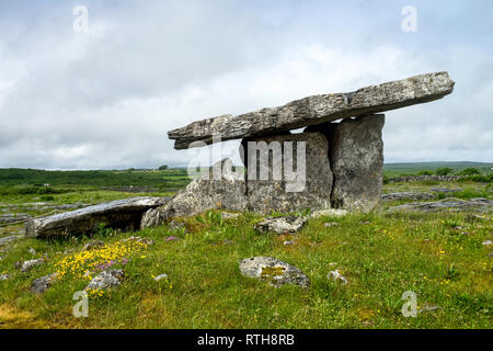 5 000 Jahre alten Polnabrone Dolmen im Burren, Co.Clare, Irland, Europa Stockfoto