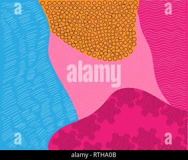 Zusammenfassung Hintergrund Textur Design, helle Poster, Banner Hintergrund gelb, rosa und blauen Streifen und Formen Stock Vektor