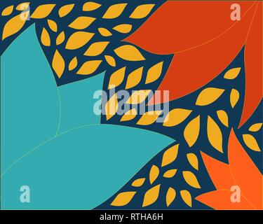Blau orange Hintergrund mit Blättern Vektor-illustration formen Vektor Stock Vektor
