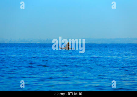 Fischer im Boot, Tana-See, Amhara Region, Äthiopien Stockfoto