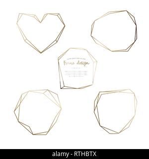 Gold polygonalen Frame Set auf weißem Hintergrund Stock Vektor
