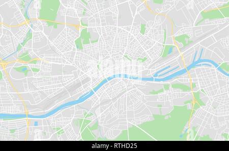 Frankfurt, Deutschland druckbare Karte im klassischen Stil gehalten und mit allen relevanten Autobahnen, Straßen und Eisenbahnen. Diese Karte für jede Art von digitalen verwenden Stock Vektor