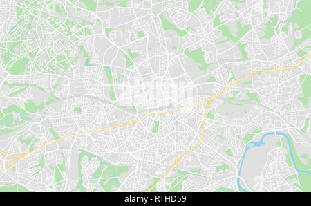 Essen, Deutschland druckbare Karte im klassischen Stil gehalten und mit allen relevanten Autobahnen, Straßen und Eisenbahnen. Diese Karte für jede Art von digitalen Info verwenden Stock Vektor