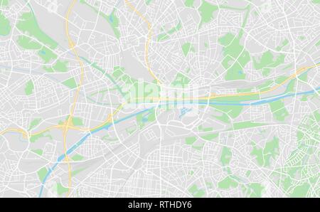 Oberhausen, Deutschland druckbare Karte im klassischen Stil gehalten und mit allen relevanten Autobahnen, Straßen und Eisenbahnen. Diese Karte für jede Art von digitalen verwenden Stock Vektor