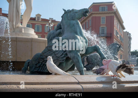 Nizza, Frankreich, Fontaine du Soleil (Brunnen der Sonne) Stockfoto