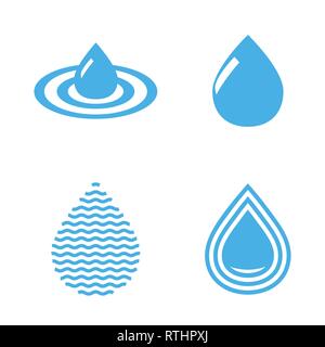 Abstrakt Blau Wassertropfen Symbole gesetzt. Vektor kreatives Konzept Symbole. Stock Vektor