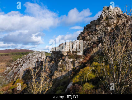 Die Aussicht nach Norden entlang der Stiperstones ridge aus Nipstone Rock, Shropshire. Stockfoto