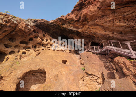 Cenobio de Valeron, archäologischen Stätten, Höhlen der Ureinwohner in Gran Canaria, Kanarische Inseln. Stockfoto