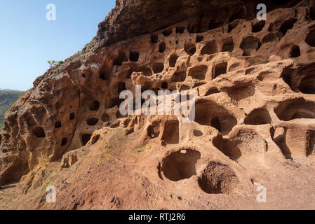 Cenobio de Valeron, archäologischen Stätten, Höhlen der Ureinwohner in Gran Canaria, Kanarische Inseln. Stockfoto