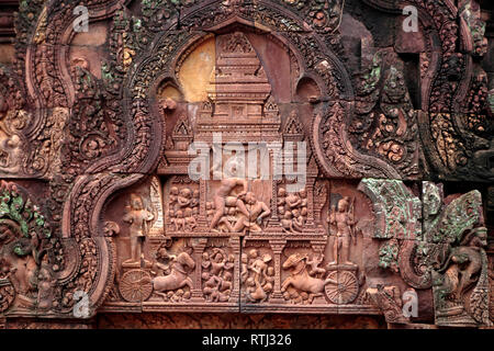 Banteay Srei Tempel (967), Angkor, Kambodscha Stockfoto