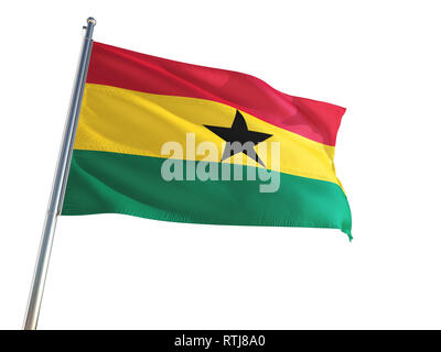 Ghana National Flagge im Wind, isolierten weißen Hintergrund. High Definition Stockfoto
