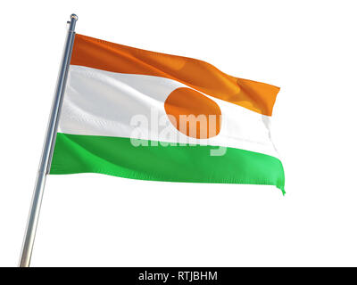 Niger Flagge im Wind, isolierten weißen Hintergrund. High Definition Stockfoto