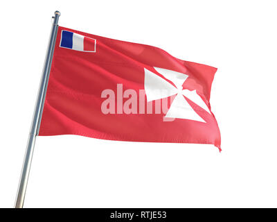 Wallis und Futuna National Flagge im Wind, isolierten weißen Hintergrund. High Definition Stockfoto