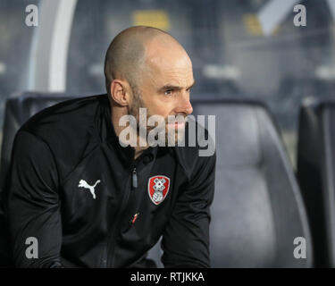 12. Januar 2019, kcom Stadion, Hull, England; Sky Bet Meisterschaft, Hull City vs Rotherham United; Paul Warne Manager von Rotherham United Credit: Mark Cosgrove/News Bilder der Englischen Football League Bilder unterliegen DataCo Lizenz Stockfoto