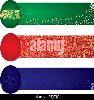 Eingestellt von Bannern für die Feier von Ostern, mit Ostereiern dekoriert, vector Abbildung 9 Mrd. Stock Vektor