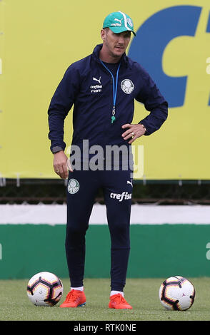 Sao Paulo, Brasilien. 1. März, 2019. Technische Assistentin Paulo Turra, SE Palmeiras, während der Ausbildung, bei der Fußball-Akademie. (Foto: Cesar Greco/Fotoarena) Stockfoto