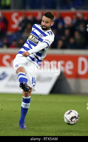 Duisburg, Deutschland. 01 Mär, 2019. firo: 01.03.2019 Fußball, 2. Bundesliga, Saison 2018/2019 MSV Duisburg - 1.FC Magdeburg Tim Albutat (#14, MSV Duisburg) Single Action, | Nutzung der weltweiten Kredit: dpa/Alamy leben Nachrichten Stockfoto