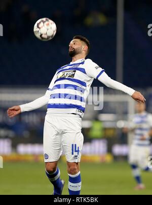 Duisburg, Deutschland. 01 Mär, 2019. firo: 01.03.2019 Fußball, 2. Bundesliga, Saison 2018/2019 MSV Duisburg - 1.FC Magdeburg Tim Albutat (#14, MSV Duisburg) Single Action, | Nutzung der weltweiten Kredit: dpa/Alamy leben Nachrichten Stockfoto