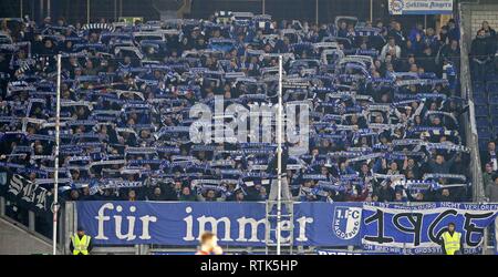 Duisburg, Deutschland. 01 Mär, 2019. firo: 01.03.2019 Fußball, 2. Bundesliga, Saison 2018/2019 MSV Duisburg - 1. FC Magdeburg der Magdeburger fan Ecke. | Verwendung der weltweiten Kredit: dpa/Alamy leben Nachrichten Stockfoto