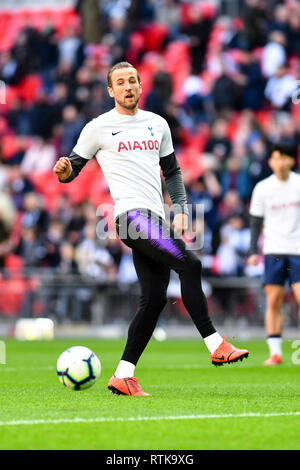 London, Großbritannien. 2. März 2019. Harry Kane von Tottenham Hotspur beim Premier League Spiel zwischen Arsenal und Tottenham Hotspur im Wembley Stadion, London, England am 2. März 2019. Foto von Adamo di Loreto. Nur die redaktionelle Nutzung, eine Lizenz für die gewerbliche Nutzung erforderlich. Keine Verwendung in Wetten, Spiele oder einer einzelnen Verein/Liga/player Publikationen. Stockfoto