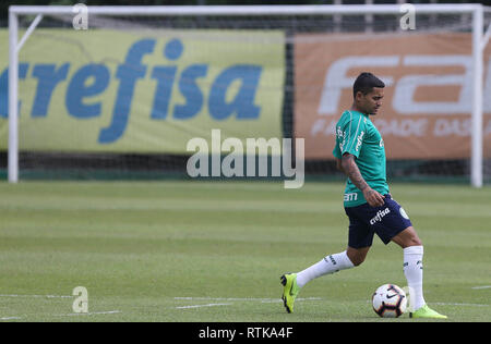 Sao Paulo, Brasilien. 2. März 2019. SÃO PAULO, SP - 02.03.2019: TREINO TUN PALMEIRAS - Der player Dudu, von SE Palmeiras, während der Ausbildung, bei der Fußball-Akademie. (Foto: Cesar Greco/Fotoarena) Credit: Foto Arena LTDA/Alamy leben Nachrichten Stockfoto