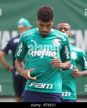 Sao Paulo, Brasilien. 2. März 2019. SÃO PAULO, SP - 02.03.2019: TREINO TUN PALMEIRAS - Der Spieler Juninho, von SE Palmeiras, während der Ausbildung, bei der Fußball-Akademie. (Foto: Cesar Greco/Fotoarena) Credit: Foto Arena LTDA/Alamy leben Nachrichten Stockfoto