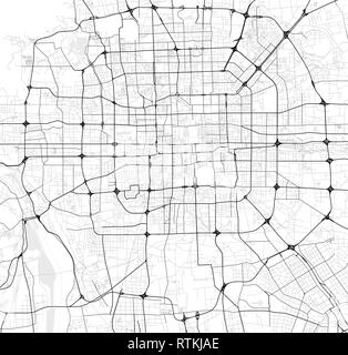 Vektor-Stadtplan von Peking in schwarz und weiß Stock Vektor