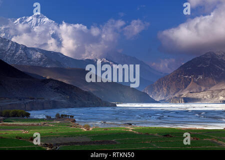 Blick von Kagbeni, Mustang, Nepal Stockfoto