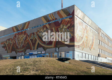 Sowjetzeit monumentale Kunst von Kosmonauten in Grodno, Weißrussland Stockfoto