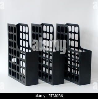 Vintage schwarzen Kunststoff Aktenschränke Stockfoto