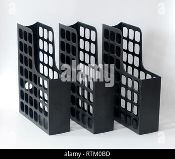 Vintage schwarzen Kunststoff Aktenschränke Stockfoto