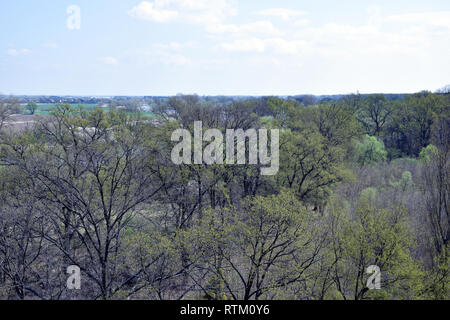 Luftaufnahme auf'Grady odrzanskie' - Odra River in der Nähe von Breslau. Natur Schutzgebiete "Natura 2000". Dolnoslaskie, Polen. Stockfoto